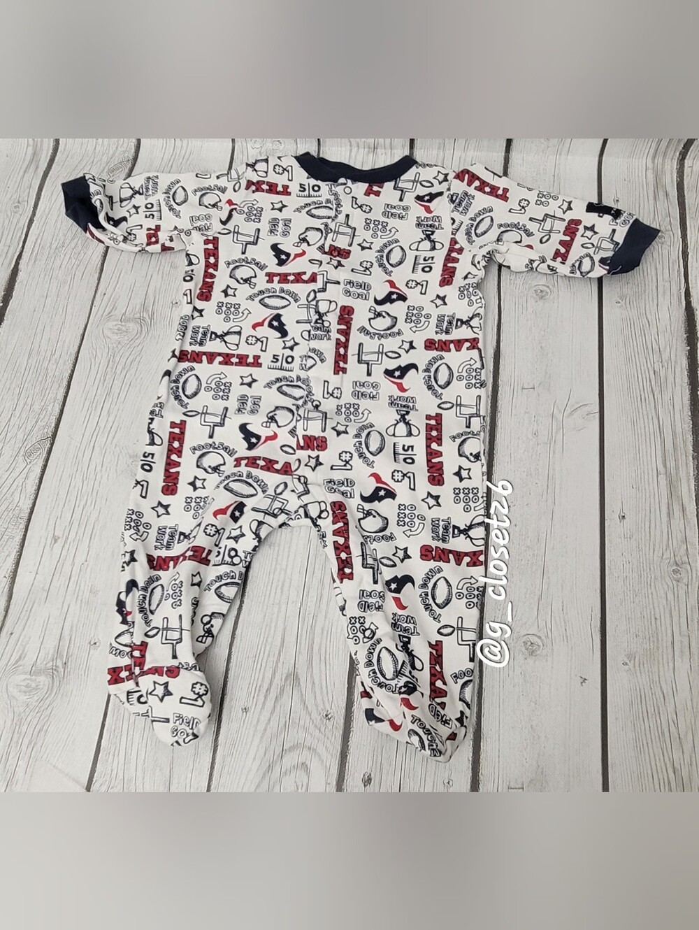 NFL White Footed One-Piece Pajama with Red & Navy Team Print
